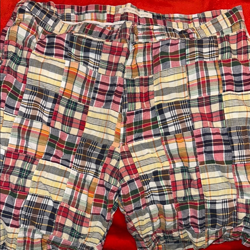 Men's Multicolor Plaid Flat Front Shorts